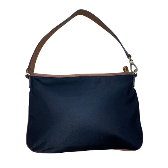 Michael Kors Black Nylon Brown Faux Leather & Front Pocket Evening Clutch Sz S - Picture 3 of 12